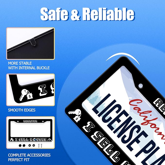 Realtor I Sell Houses License Plate Frame Funny License Plate Stainless Steel - Image 2