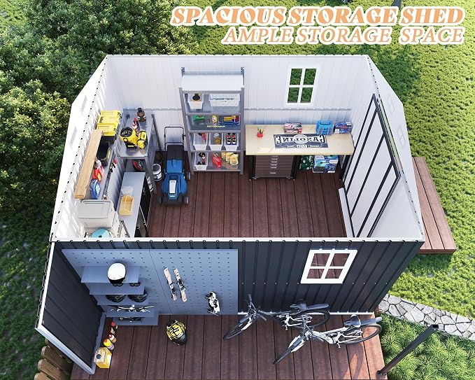 AMERLIFE 10.6x10.3x6.3 FT Galvanized Metal Storage Shed - Image 4