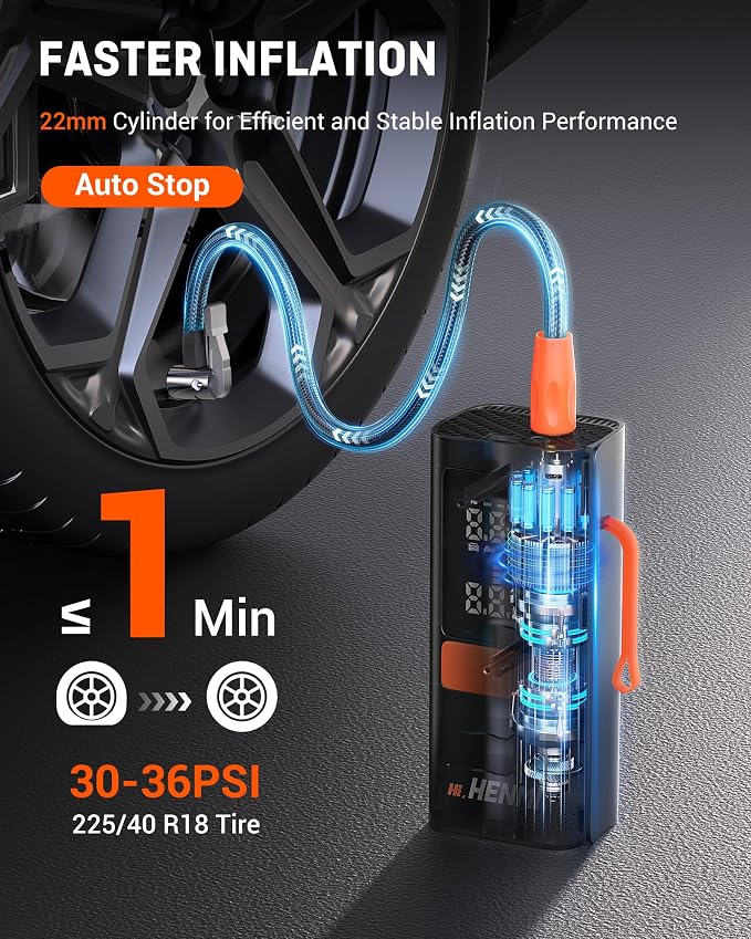 Tire Inflator Portable Air Compressor, Car Tire Air Pump Portable - Image 2