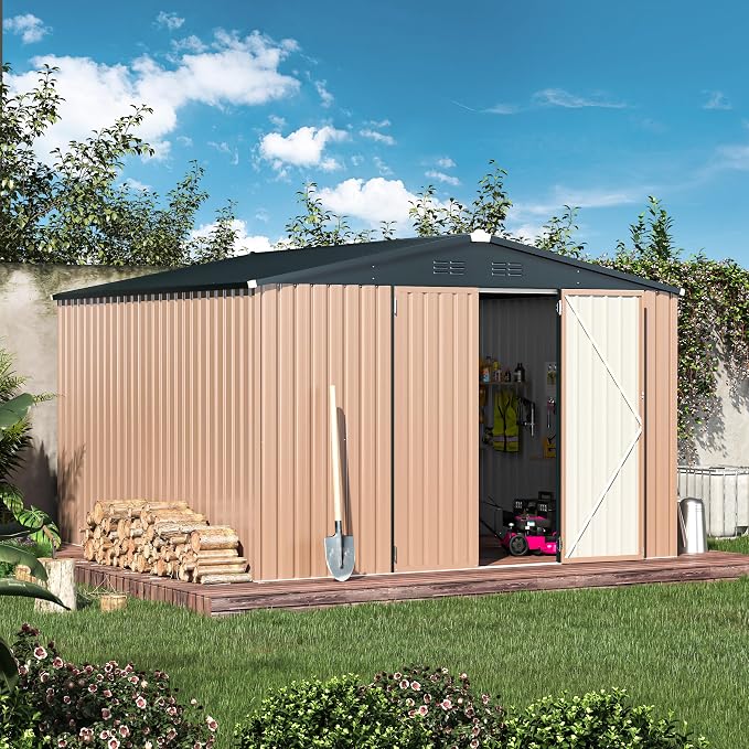 AECOJOY 10'x10' Outdoor Storage Shed, Large Metal Sheds & Outdoor Storage - Image 5