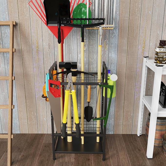 Garden Tool Organizer Rack for Garage, Yard Tool Tower Rack Organizer, Tools - Image 7