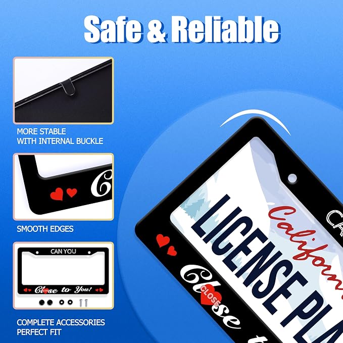 Funny License Plate Frame Can You Close to You License Plate Stainless Steel - Image 2