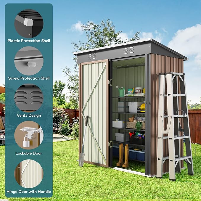 Gizoon 5' x 3' Outdoor Storage Shed - Image 4