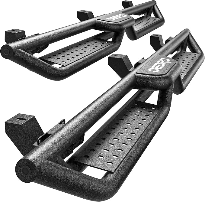 OEDRO Running Boards with Two Stairs Design All-Steel Build, Bolt-on Side Steps by OEDRO