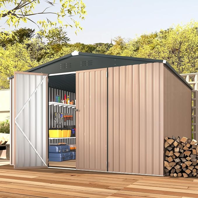 AECOJOY 10'x10' Outdoor Storage Shed, Large Metal Sheds & Outdoor Storage - Image 8