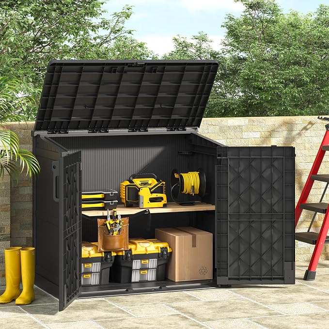Outdoor Storage Shed 36 Cu. Ft. Resin Garden Horizontal Storage Large Capacity - Image 7