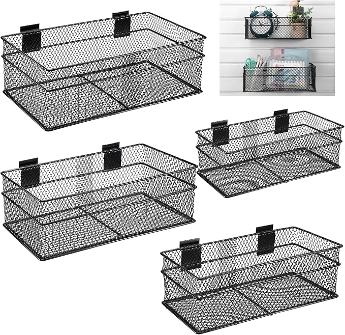 Barydat 4 Pcs Slatwall Basket Set Ventilated Metal Slatwall Basket Hanging Wire by home