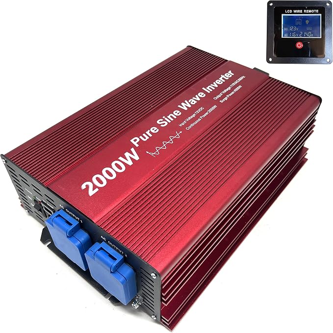 2000W Pure Sine Wave Inverter 12V to 120V AC by Fit4Less