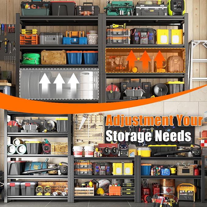87"H Garage Shelving Heavy Duty Rack, 4500 LBS Ultra Large Capacity 5 Tier - Image 4