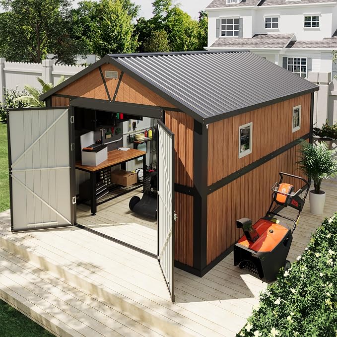 10x12FT Outdoor Storage Shed, Metal Garden Shed by Unknown