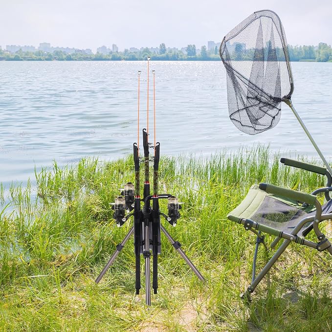 Gisafai Fishing Rod Carrier Foldable Pole Holder Stand 3 Rod Portable Surf - Image 5
