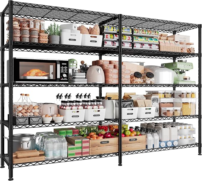 REIBII 1500LBS Storage Shelves Metal Shelving Unit 61.7''W Wire Shelving by REIBII