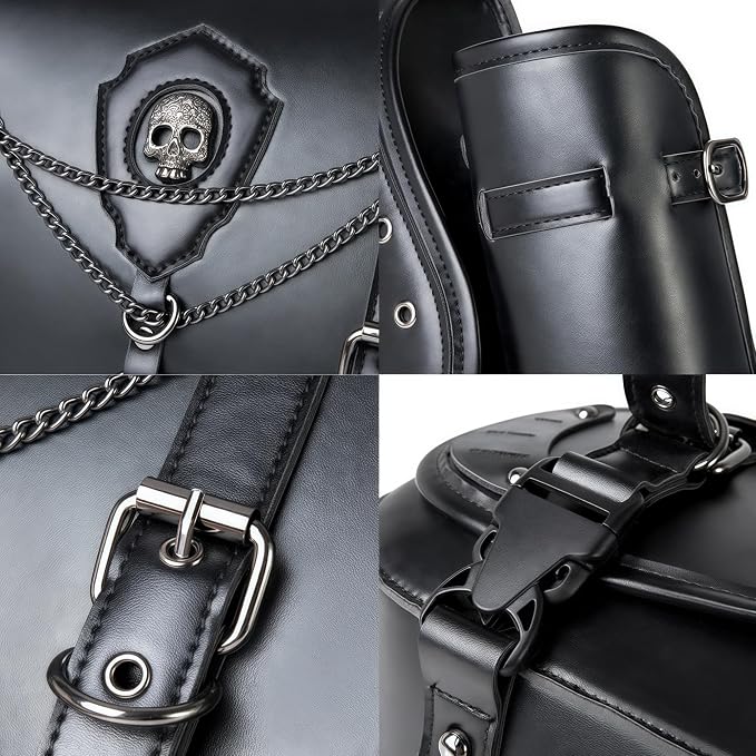 Motorcycle Saddlebags, 30L Leather Waterproof Side Saddle Bags - Image 4