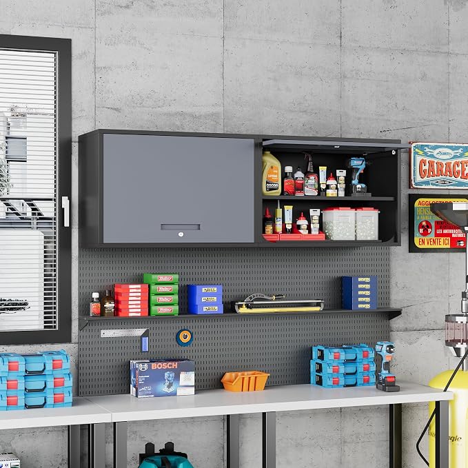 Metal Storage Cabinet Black&Gray Wall Cabinets - Image 6