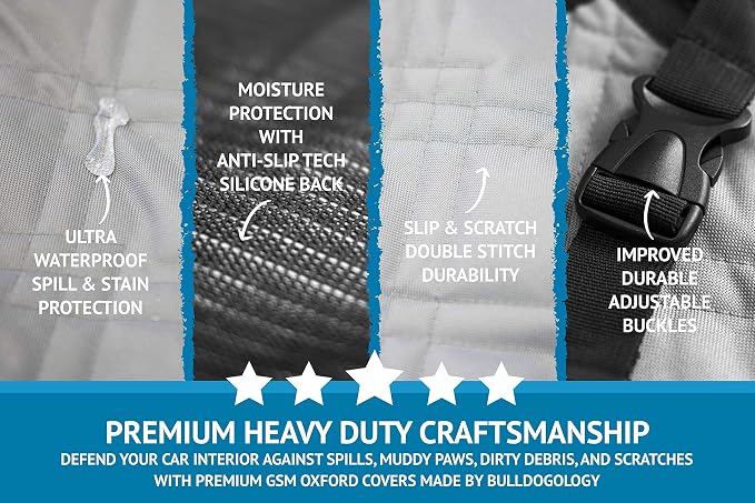 Bulldogology Dog Car Seat Cover Waterproof Heavy Duty Bench Dog Hammock - Image 3