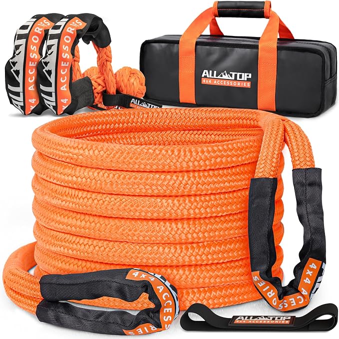ALL-TOP Kinetic Recovery Rope Kit w/ 2 Soft Shackles, 1in x 20ft, Heavy Duty by ALL-TOP4X4
