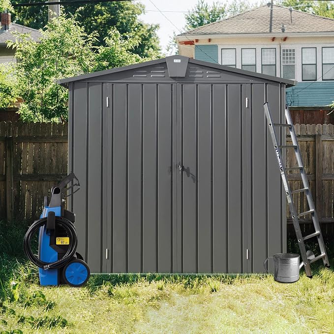 Domi Outdoor Storage Shed 6.5' x 4.2', Metal Waterproof Tool Shed Utility - Image 7