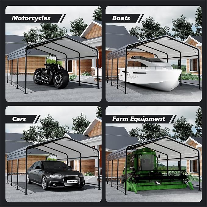 HOMPUS 10x20 FT Metal Carport, Enhanced Base Oversized Garage Carports - Image 6