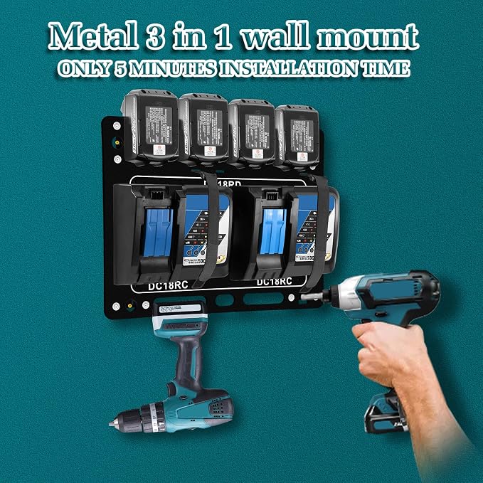 FETESNICE Wall Mount for Makita Battery Charger Holder, Easy Installation - Image 6