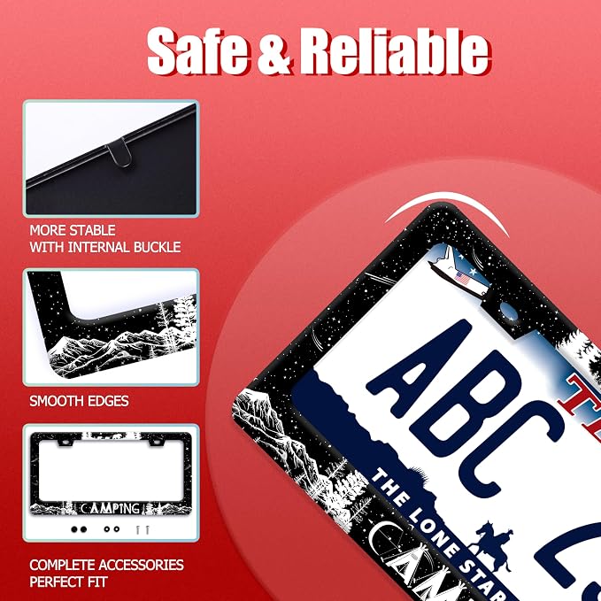 Camping License Plate Frame Forest Mountains License Plate Holder Funny - Image 2