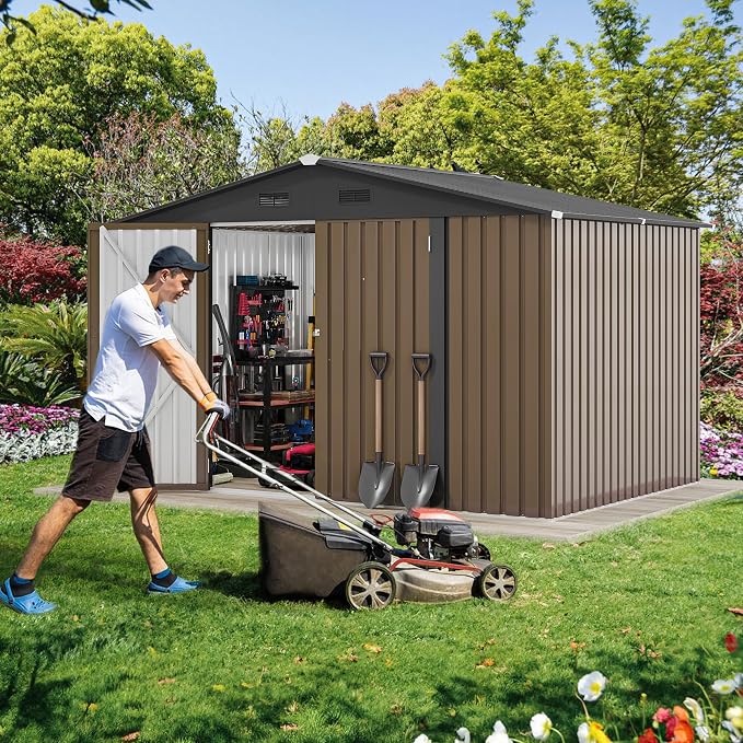 DWVO 10x8FT Outdoor Storage Shed, Spacious Metal Tool Shed - Image 3