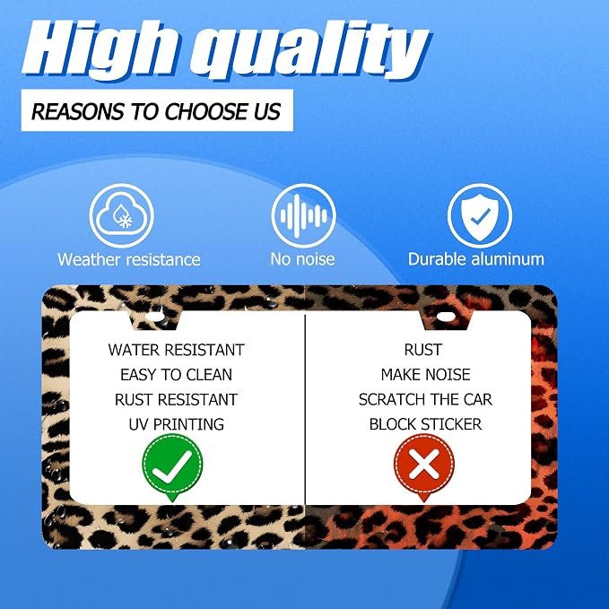 Leopard License Plate Frame Cheetah Leopard Brown License Plate Stainless Steel - Image 4