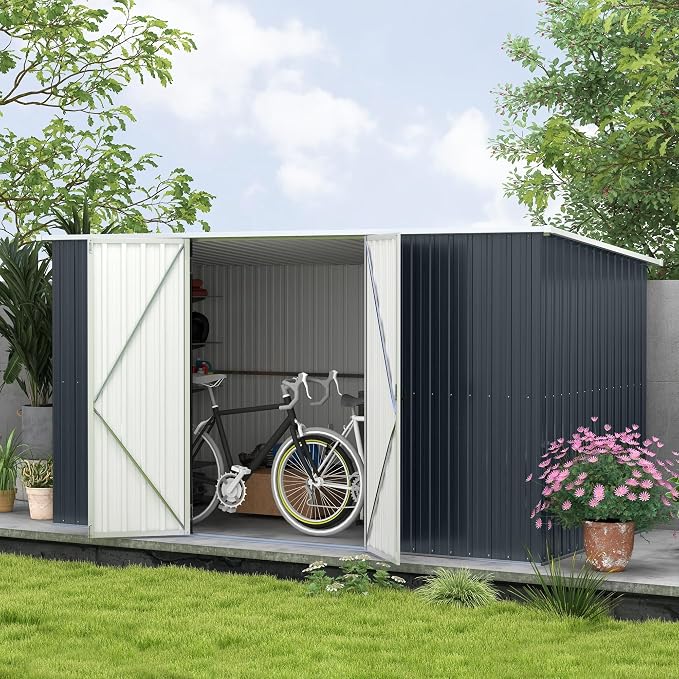 Outsunny 11' x 6' Outdoor Storage Shed, Galvanized Metal Utility Garden Tool by Outsunny