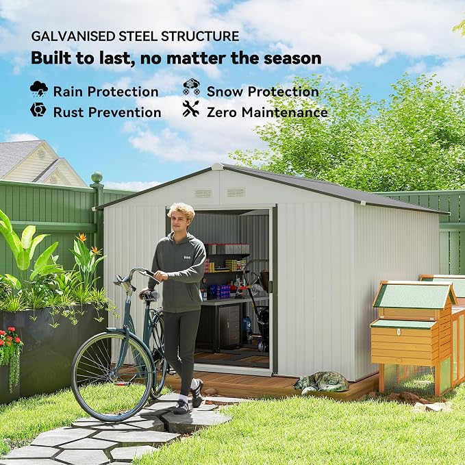 Outsunny 11' x 9' Outdoor Storage Shed, Garden Tool Metal Shed - Image 3