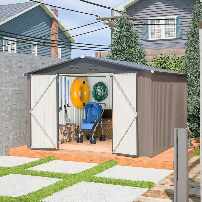 10 x 10 FT Outdoor Storage Shed, Large Metal Tool Sheds by ForEveryCornerofLife