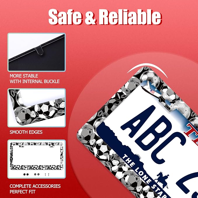 Personalise Soccer Ball Pattern License Plate Frame Funny License Plate Auto - Image 2