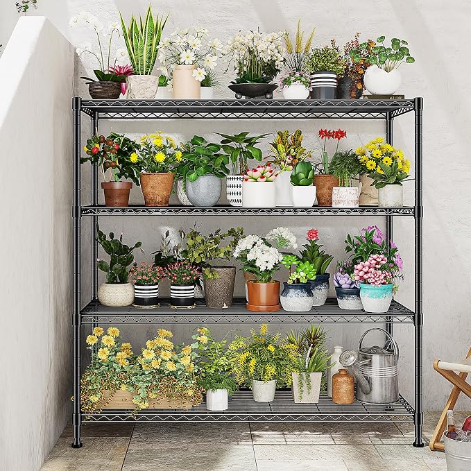 45 "W Metal Shelving Unit 4 Tier Storage Shelves Adjustable Wire Shelving Metal - Image 8