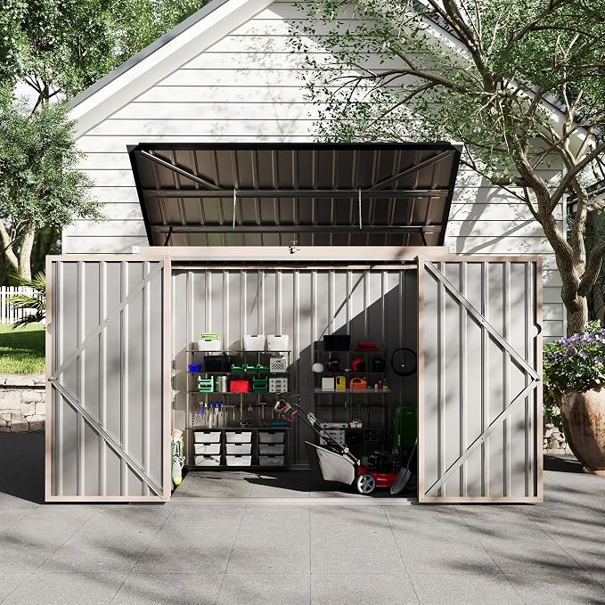 2 Trash Cans Metal Outdoor Storage, 3x6 FT Garbage Bin Storage Shed - Image 9