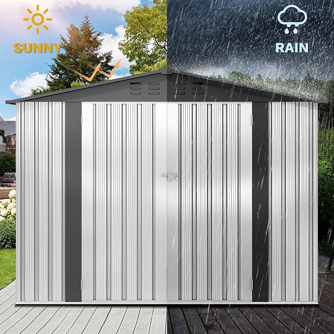 DWVO 8x6FT Outdoor Storage Shelter, Roomy Steel Tool Shed - Image 3