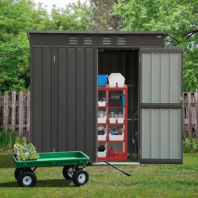 Domi Outdoor 5’ x 3’ Storage Shed, Metal Sheds Tool Storage Slope Roof by domioutdoorliving