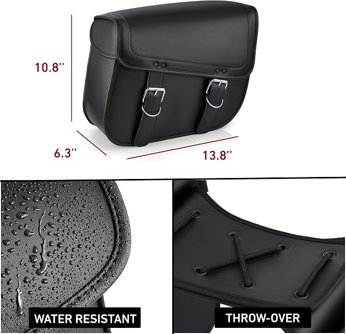 Nomad Leather Motorcycle Saddlebags Large Quick-Easy Universal Fit Throw Over - Image 5