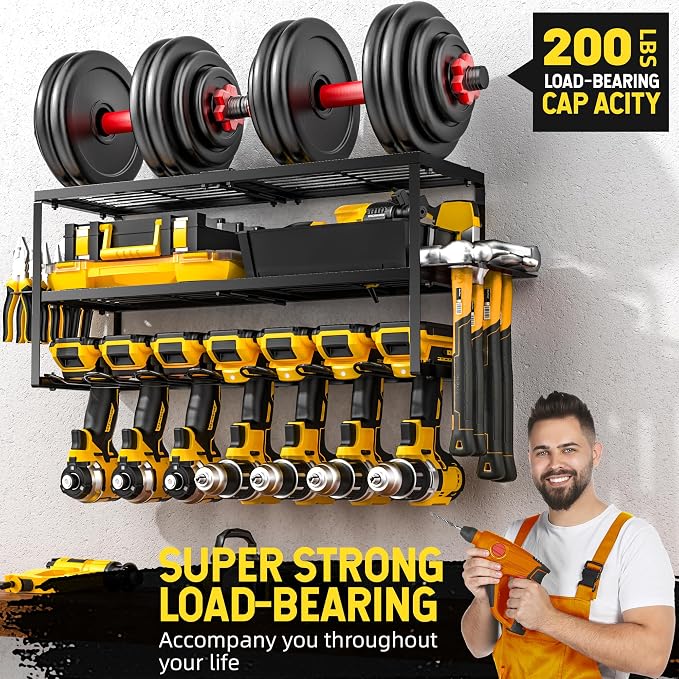 Power Tool Organizer-7 Drill Holder Wall Mount, Garage Organization Storage - Image 3