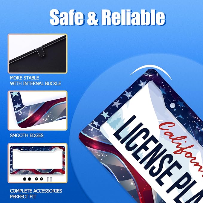 Patriotic American Flag License Plate Frame USA Flag License Plate Stainless - Image 2