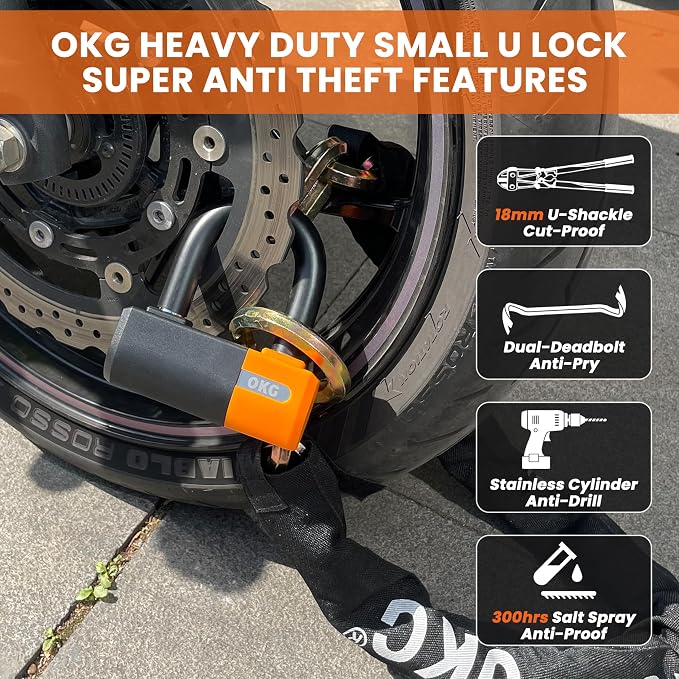 OKG Heavy Duty Small U Lock – 18mm Anti-Cut Manganese Alloy Steel U-Shackle | - Image 3