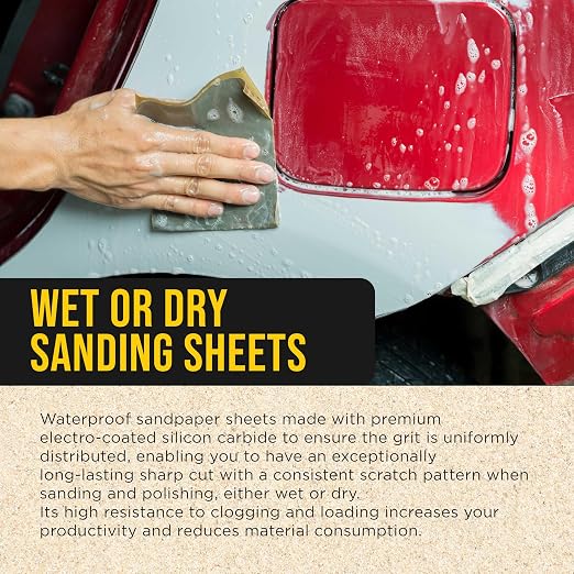 Dura-Gold Premium 5000 Grit Wet or Dry Sandpaper Sheets, 5-1/2" x 9", Box of 25 - Image 4