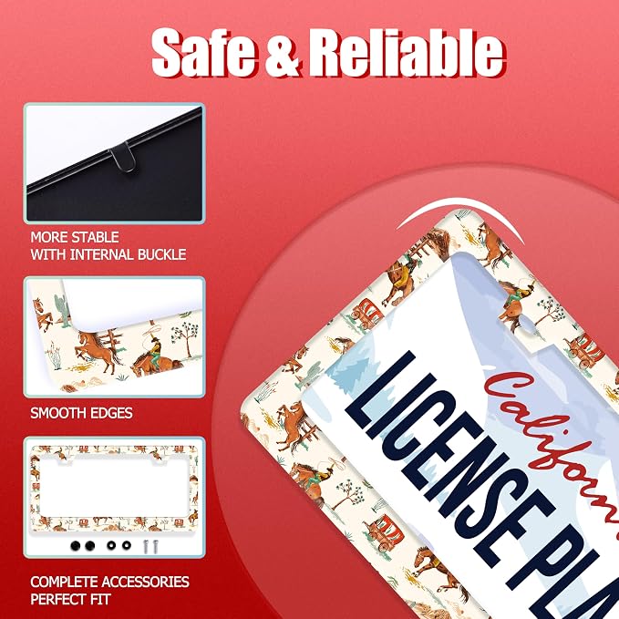 Western Cowboy License Plate Frame Horse Racing License Plate Holder Funny - Image 4