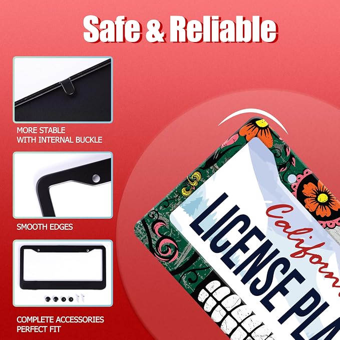 Personalized License Plate Frame Stainless Steel Mexico Flag Skull Funny Car - Image 3