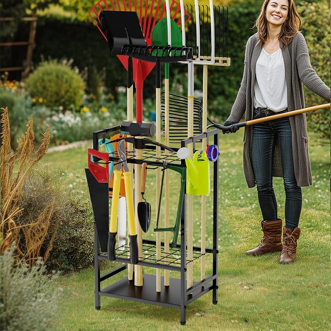 Garden Tool Organizer Rack for Garage, Yard Tool Tower Rack Organizer, Tools - Image 6