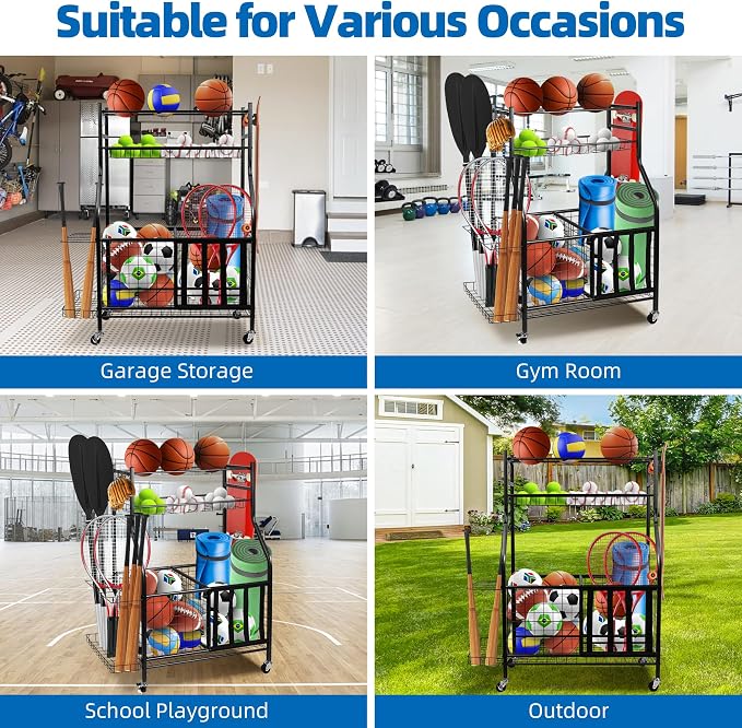 Garage Sports Equipment Organizer, Ball Storage Rack, Garage golf Organizer - Image 4