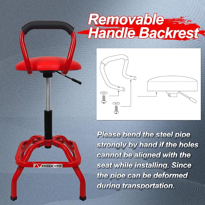 Garage Stool, Adjustable Height Swivel Work Mechanic Shop Stool - Image 6