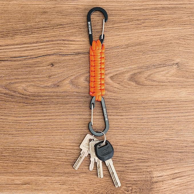 BRAVESHINE Paracord Keychain Carabiner Clip, D Ring Lanyard Hanger Stroller Hook - Image 3