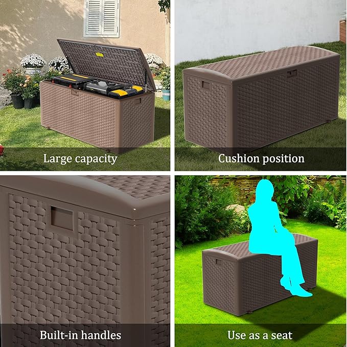 Premium Pro Edition 180 Gallon Lockable Resin Deck Box, Waterproof & - Image 6