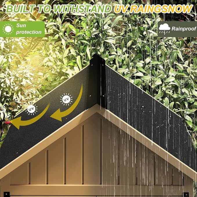 Outdoor Storage Cabinet with Shelf, Wood & Metal Storage Shed with Lockable - Image 4