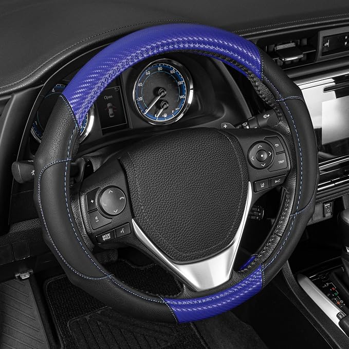Motor Trend GripDrive Carbon Fiber Steering Wheel Cover, Non-Slip Sporty Racing - Image 4