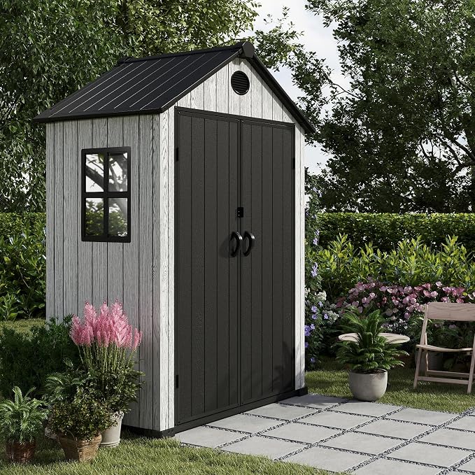 5.3x3.4 FT Resin Outdoor Storage Shed, 135 Cuft Garden Tool Sheds & Outdoor - Image 7