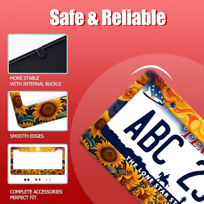Sunflower Sun License Plate Frame Funny Yellow Flower License Plate Frames - Image 2